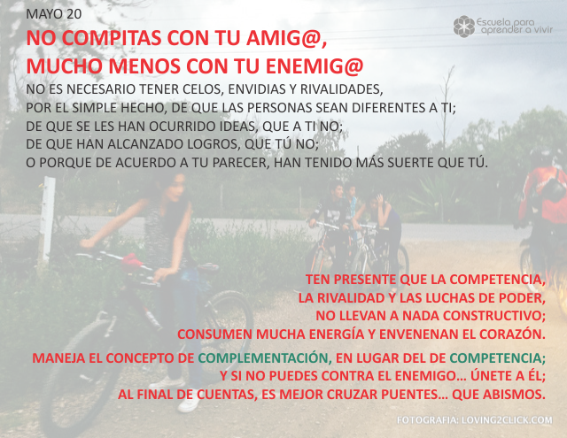 No compitas con tu amig@, mucho menos con tu enemig@